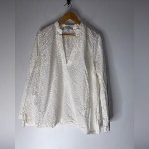 Belle Isle By Torrid White Long Sleeve Eyelet Blouse Size‎ 0
